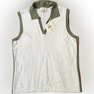 Size Small, Olive and White, Golf Top.